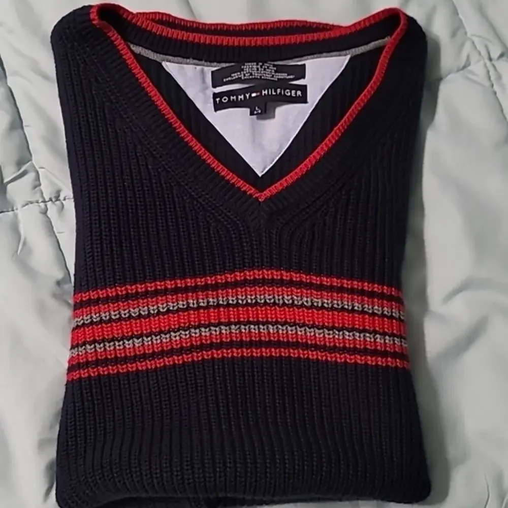 Tommy Hilfiger Knitted Dark‎ Blue Sweater Vest. 100% Cotton Men's (L)
